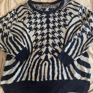 Grey and navy houndstooth sweater